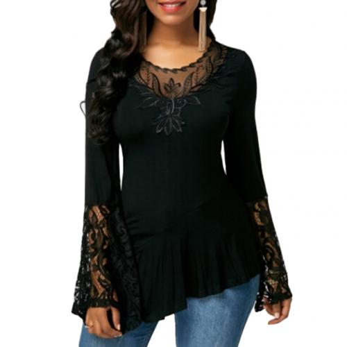 Casual Autumn O Neck Lace Long Sleeve