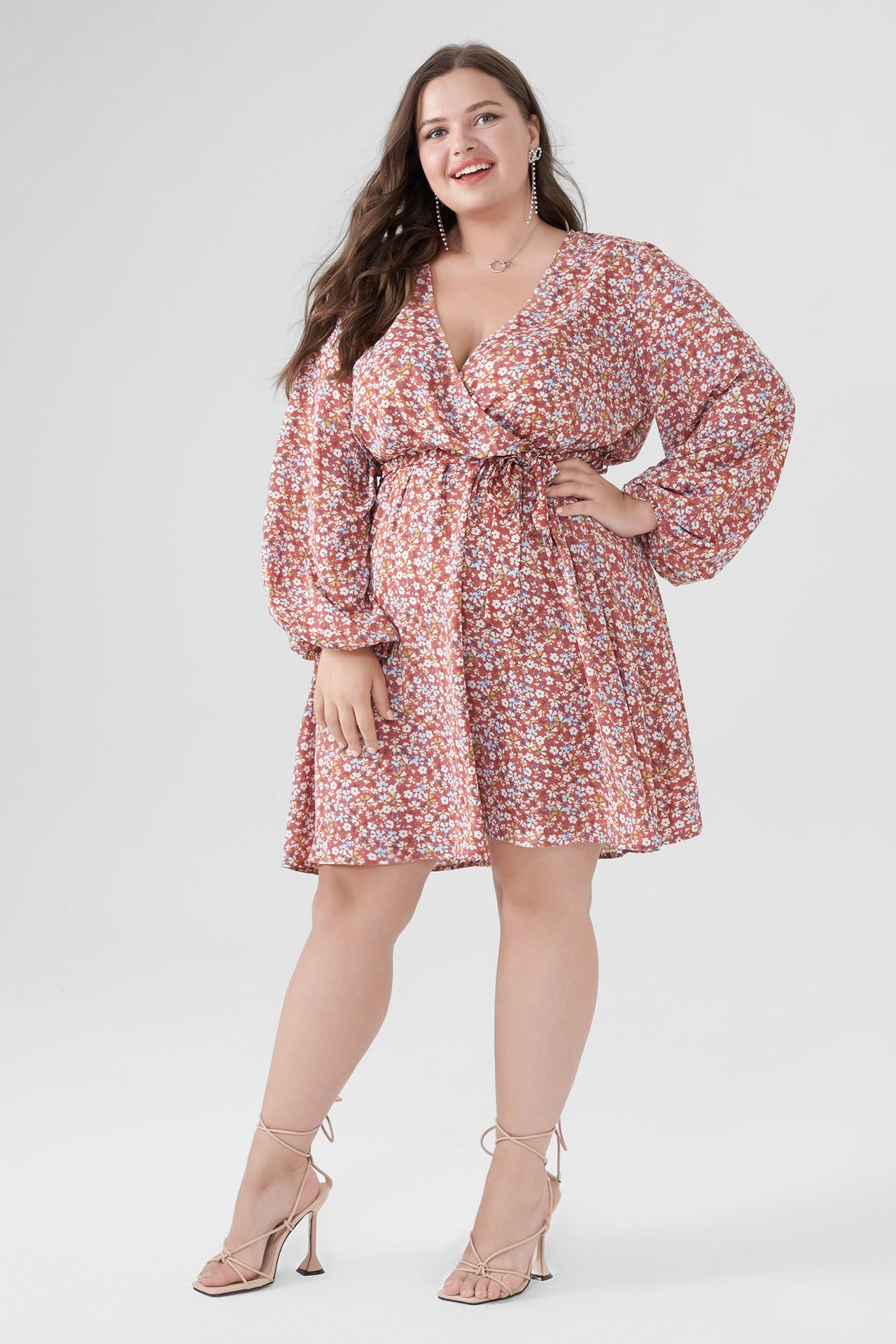 Curvy Plus Size Women's Long Sleeve Dress