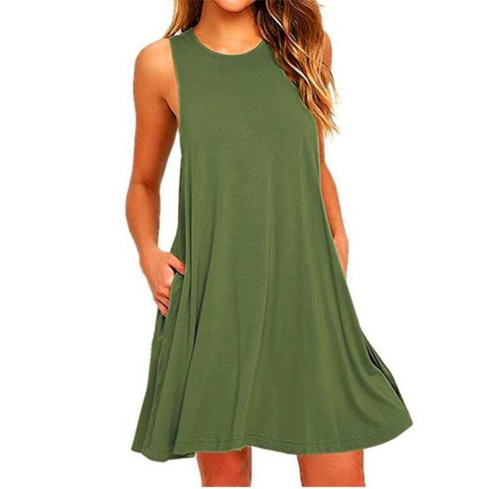 Short Sleeve O-Neck Tops Casual Loose Dress