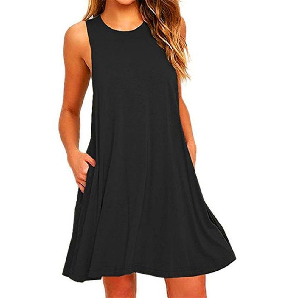 Short Sleeve O-Neck Tops Casual Loose Dress