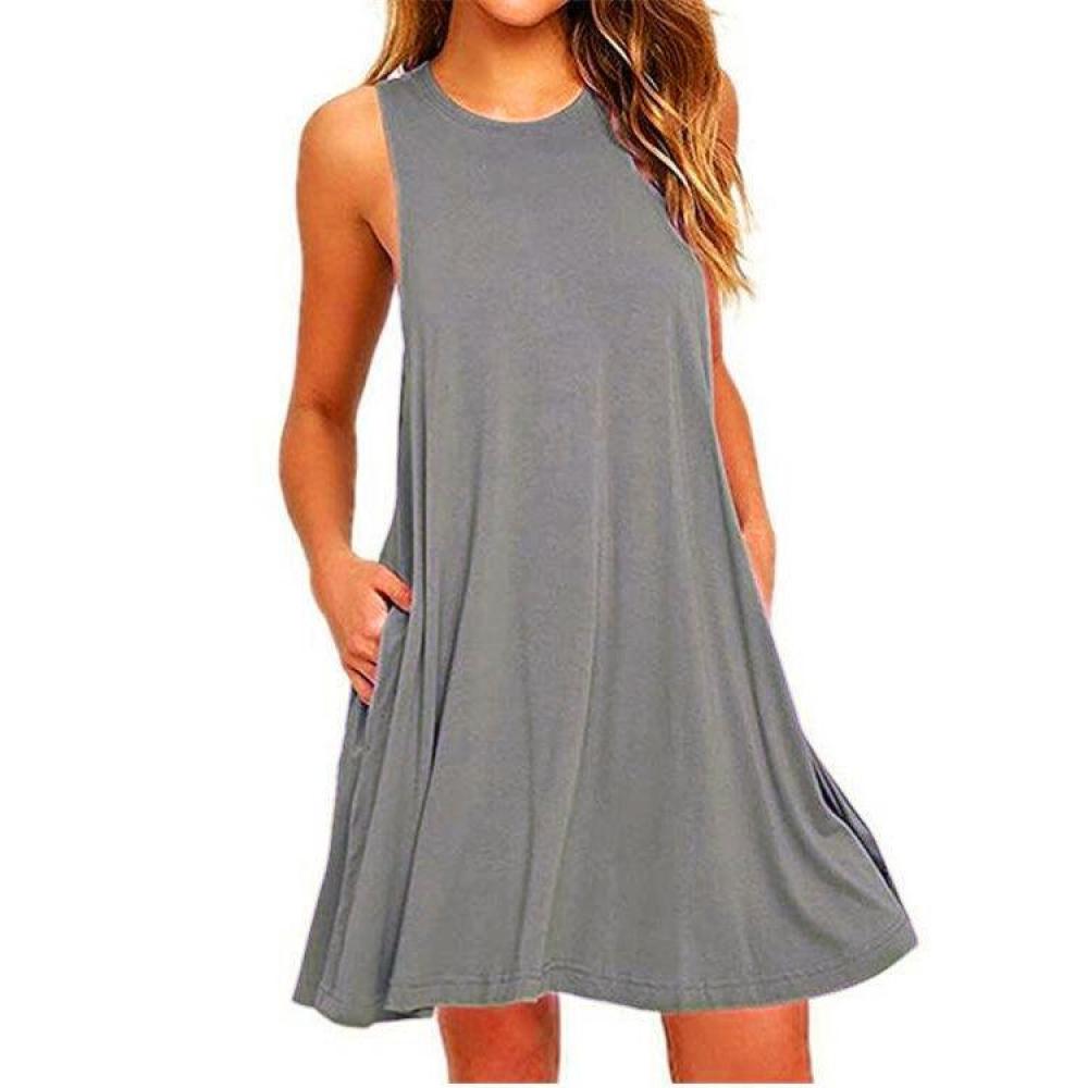 Short Sleeve O-Neck Tops Casual Loose Dress