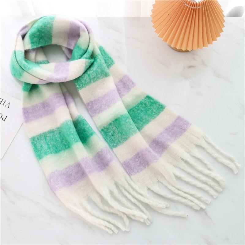 Rainbow Cashmere Plaid Scarf