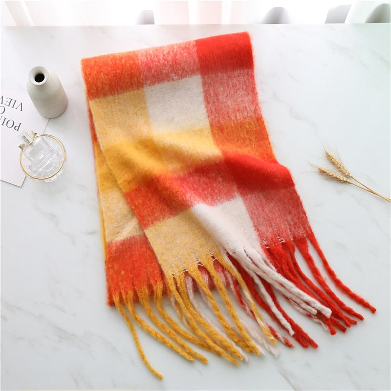 Rainbow Cashmere Plaid Scarf