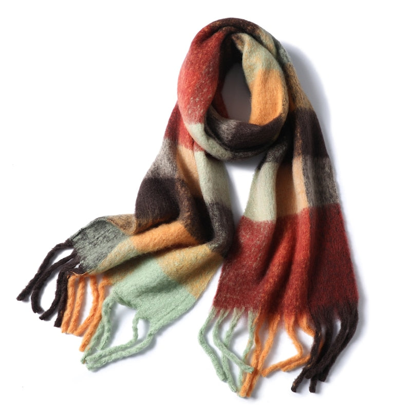 Rainbow Cashmere Plaid Scarf