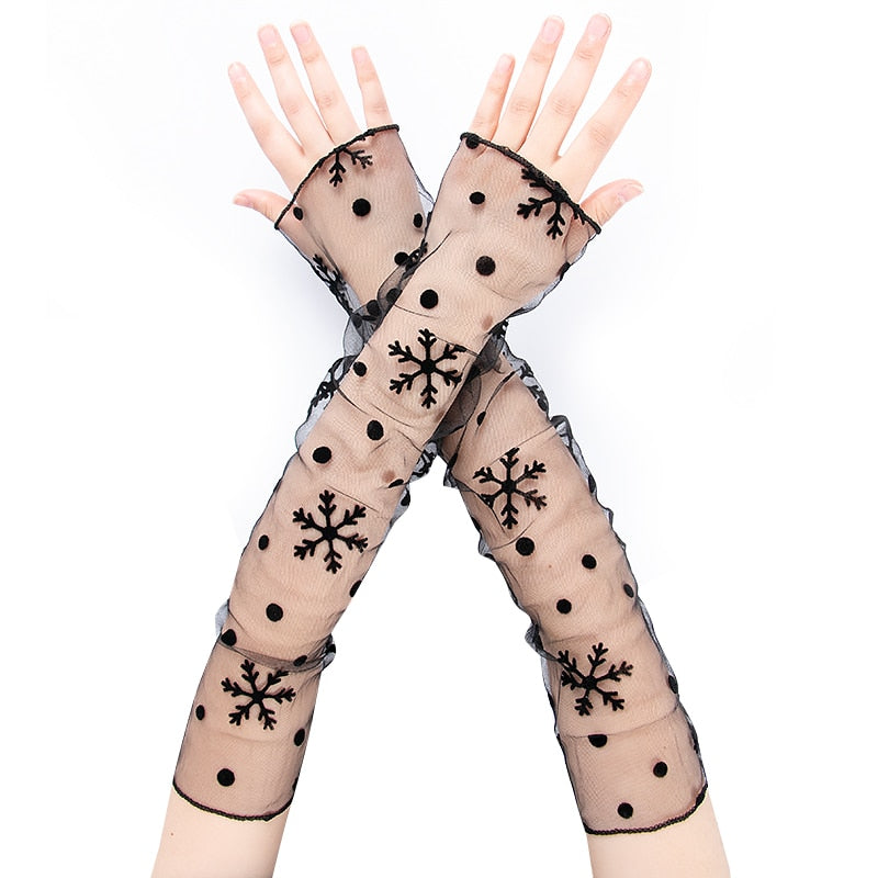 Stylish Long Black Fishnet Fingerless Gloves