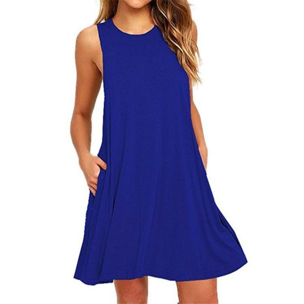 Short Sleeve O-Neck Tops Casual Loose Dress