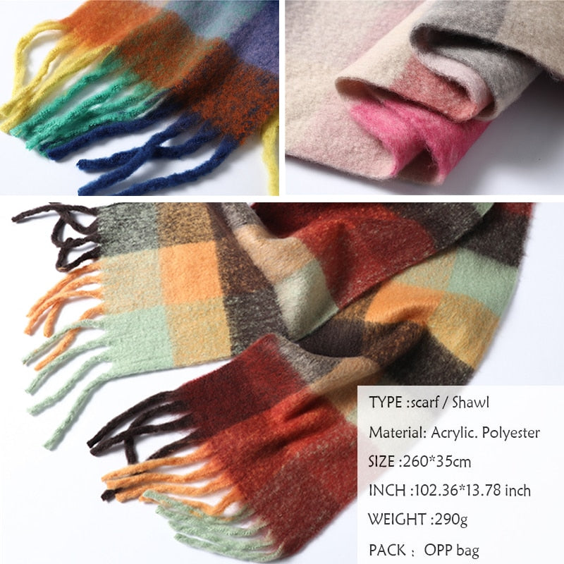 Rainbow Cashmere Plaid Scarf