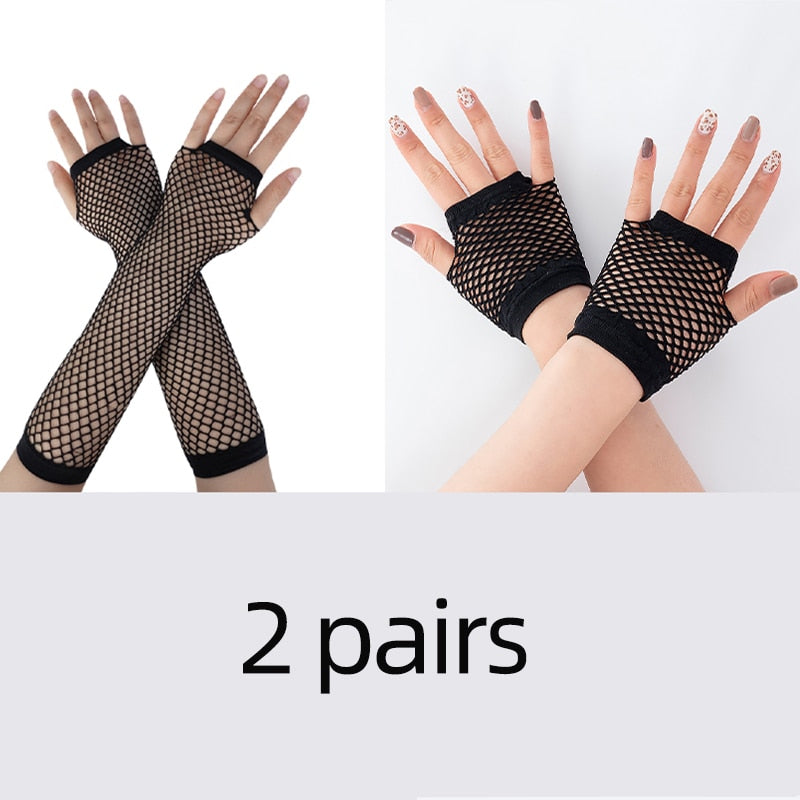 Stylish Long Black Fishnet Fingerless Gloves