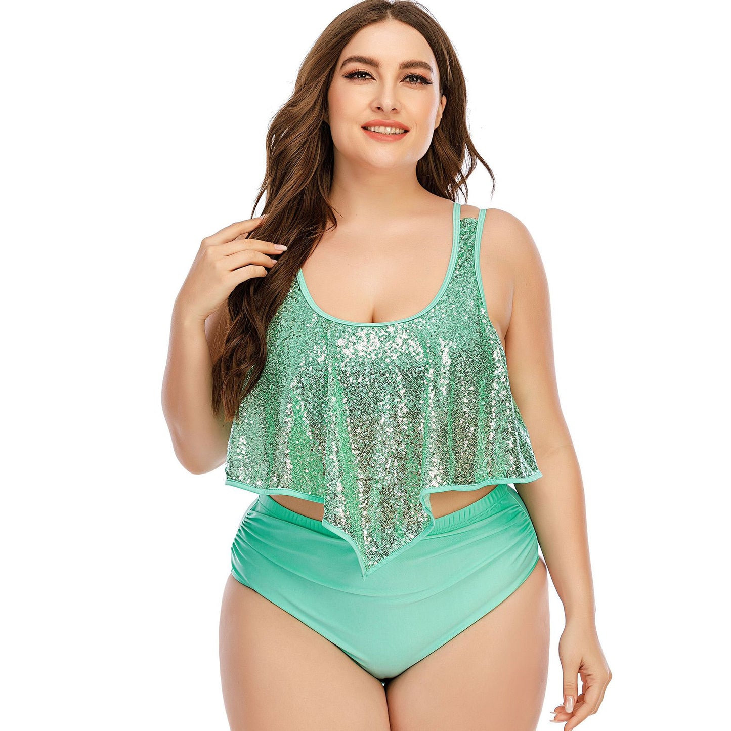 Summer Plus Size Two Pieces Women's Bikinis Set