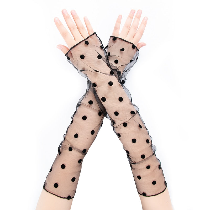 Stylish Long Black Fishnet Fingerless Gloves