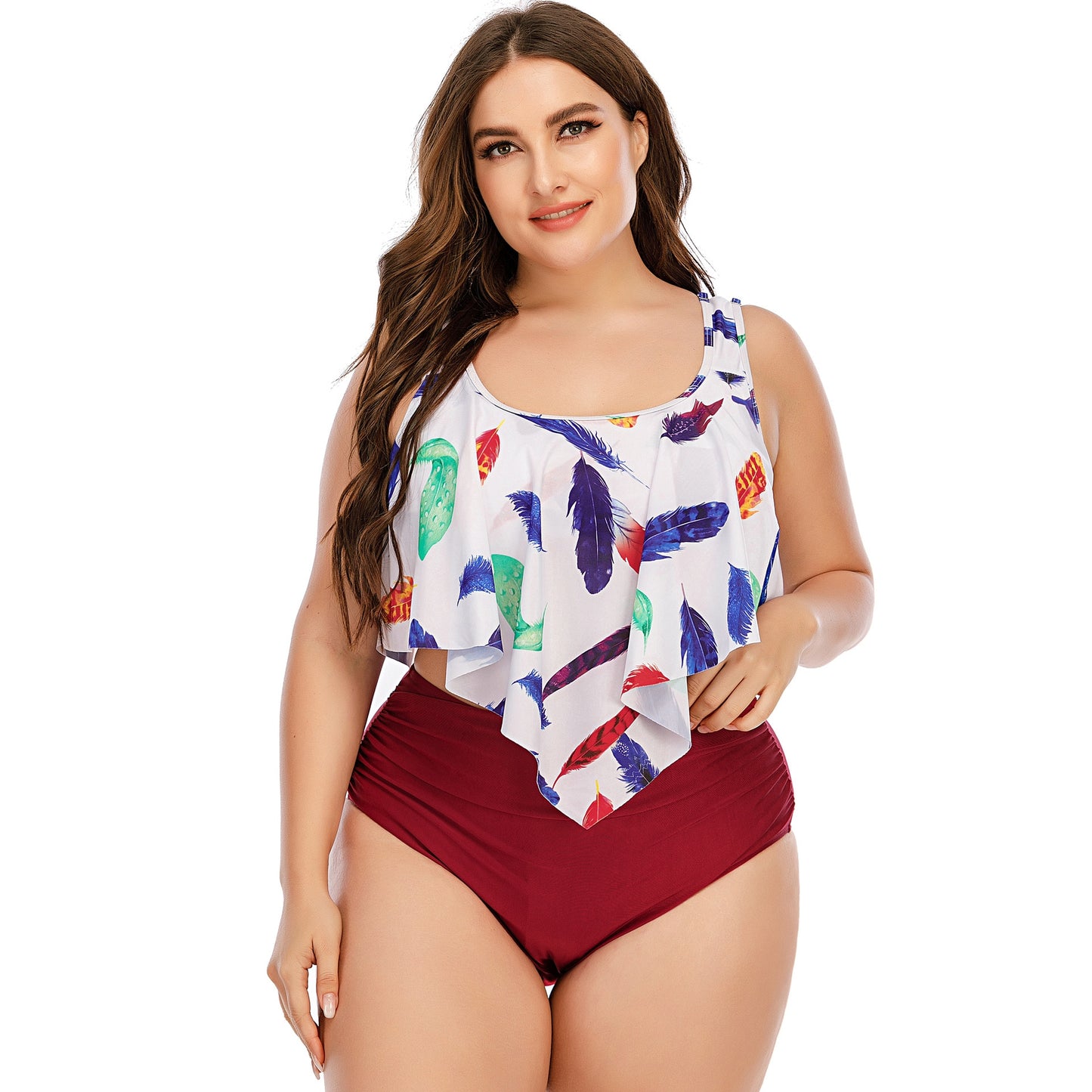 Summer Plus Size Two Pieces Women's Bikinis Set