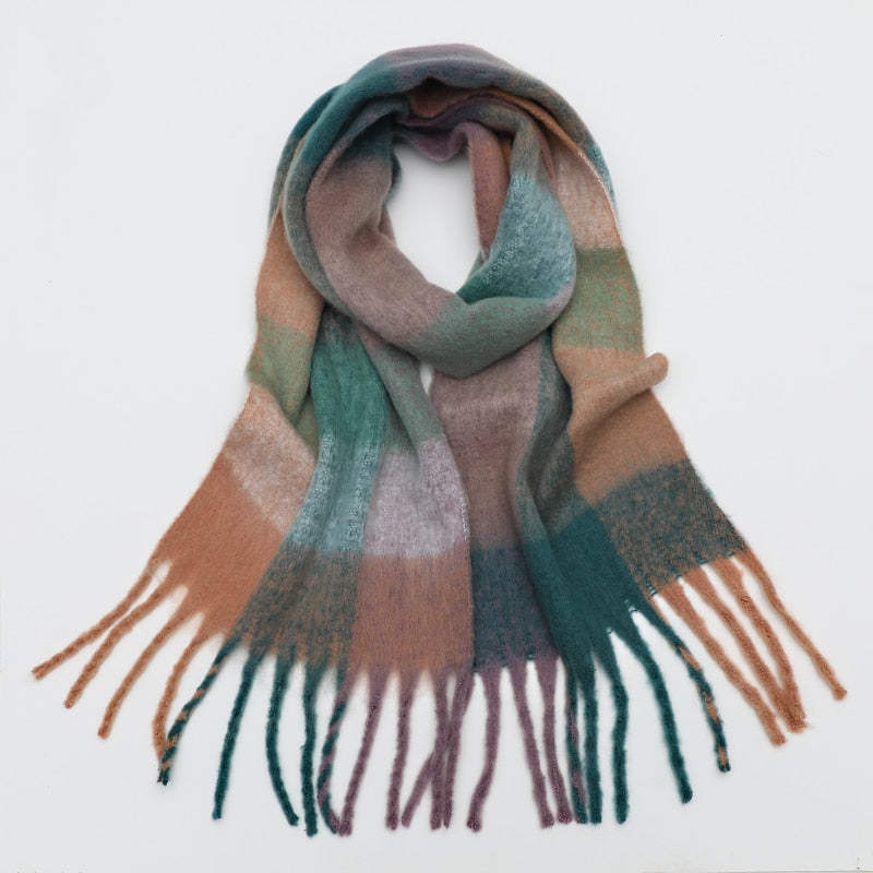 Rainbow Cashmere Plaid Scarf