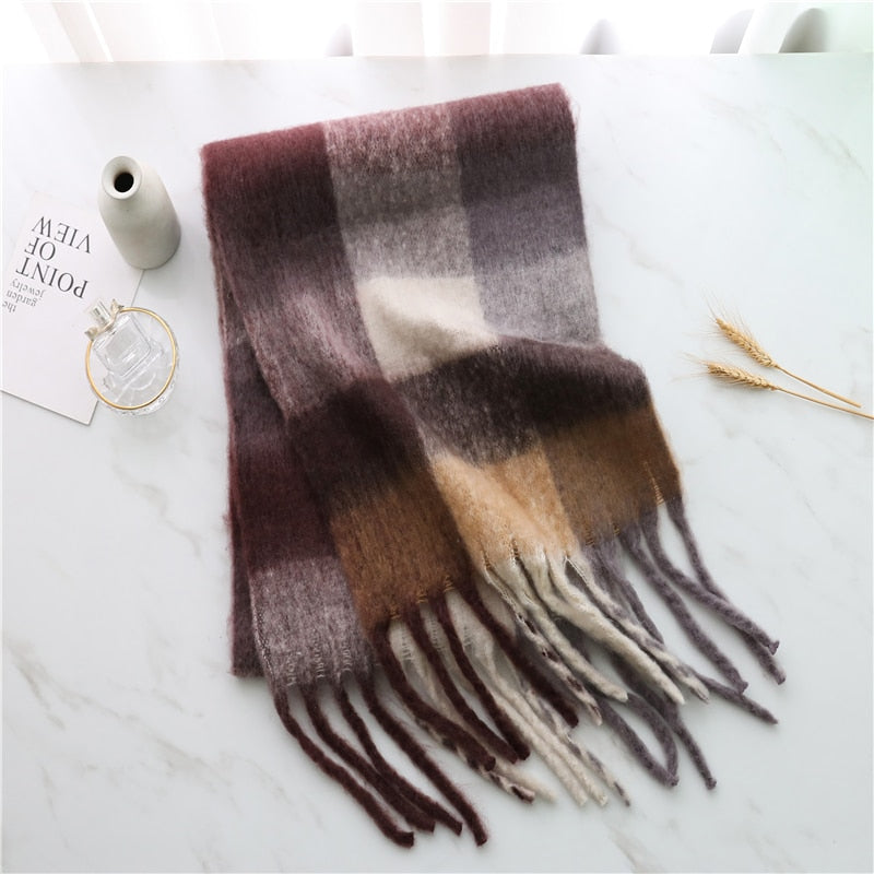 Rainbow Cashmere Plaid Scarf