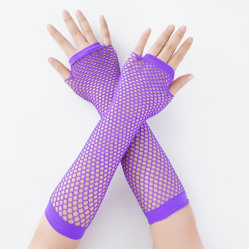 Stylish Long Black Fishnet Fingerless Gloves