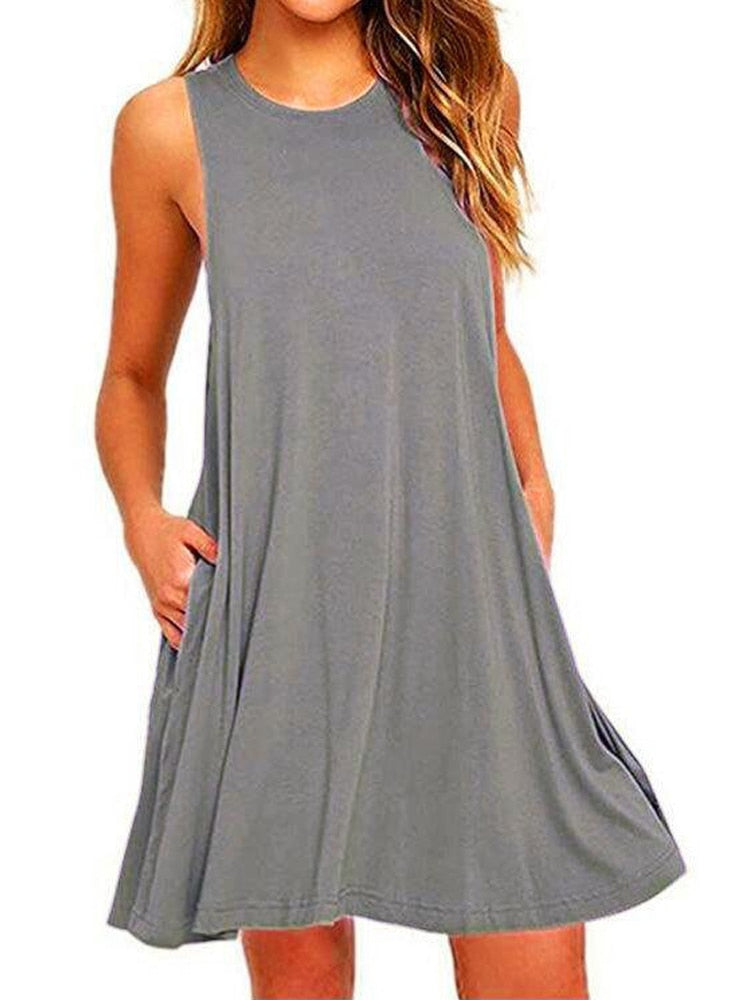 Short Sleeve O-Neck Tops Casual Loose Dress