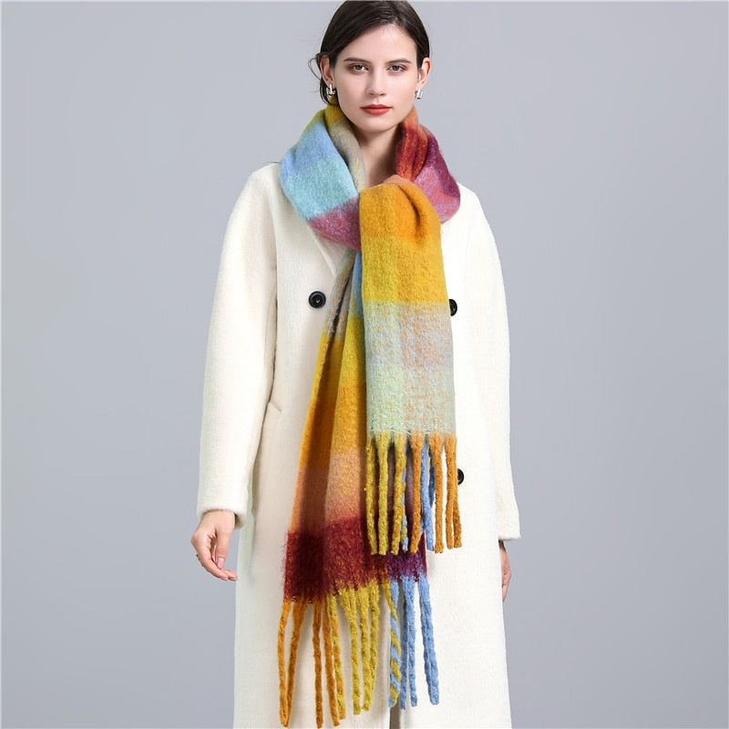 Rainbow Cashmere Plaid Scarf