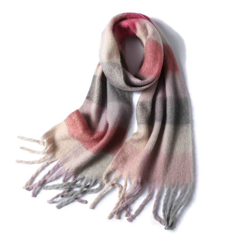 Rainbow Cashmere Plaid Scarf