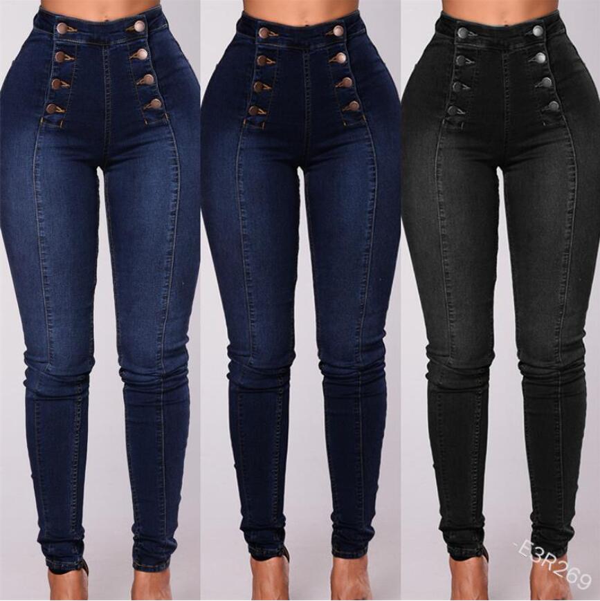 Double-Breasted High Waist Pencil Jeans