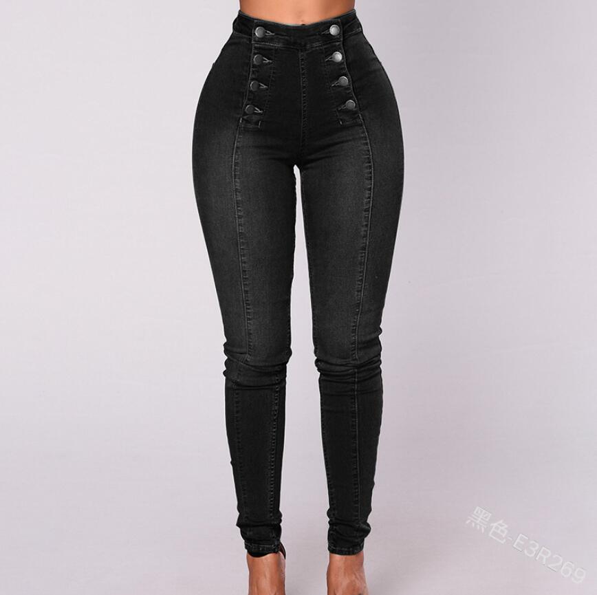 Double-Breasted High Waist Pencil Jeans