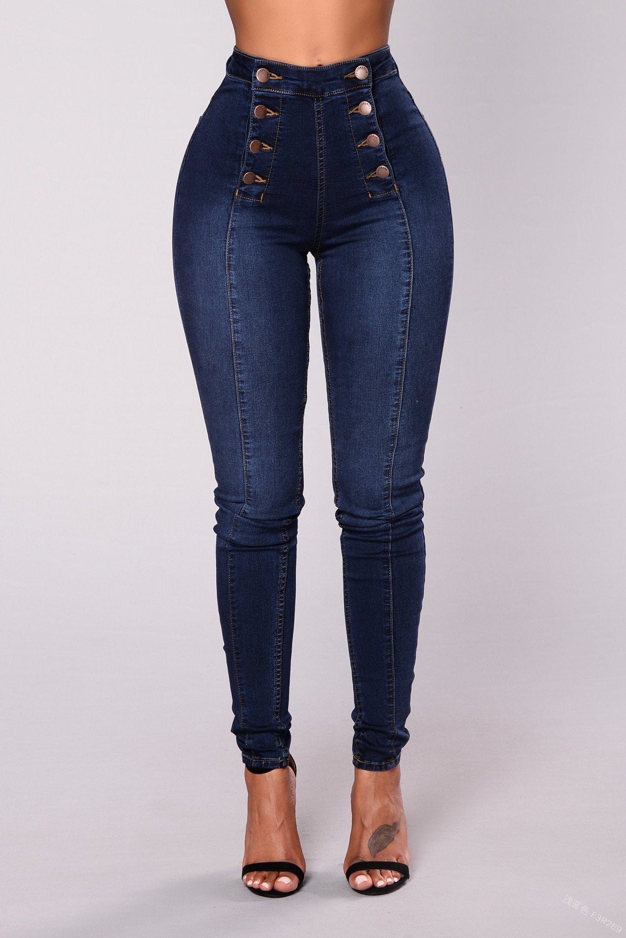 Double-Breasted High Waist Pencil Jeans