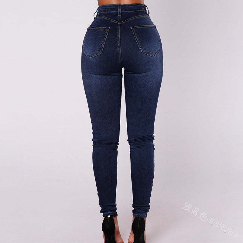 Double-Breasted High Waist Pencil Jeans